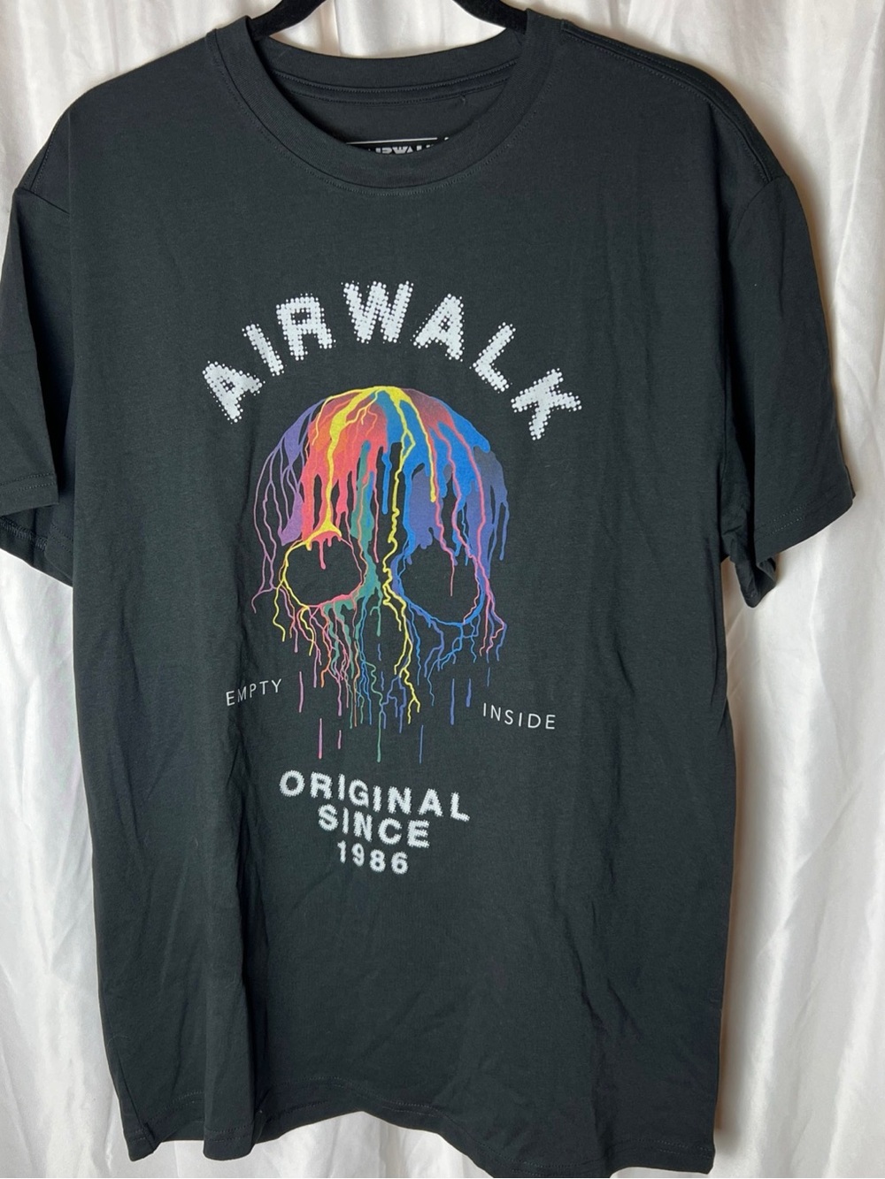 Airwalk Black Tee with Rainbow Drip Skull